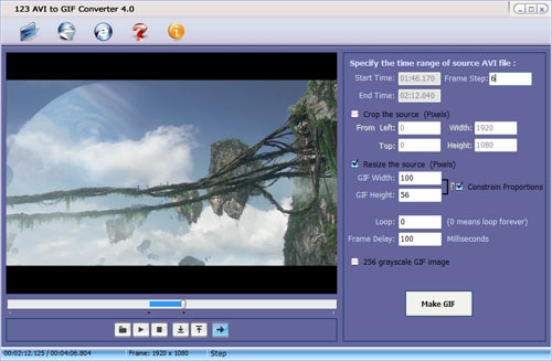 Screenshot for 123 AVI to GIF Converter 4.0